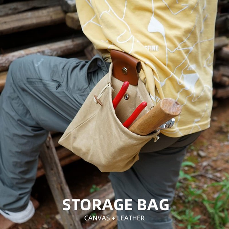 Asenie Foraging Bag (Khaki) Waxed Canvas Pouch for Outdoor Activities