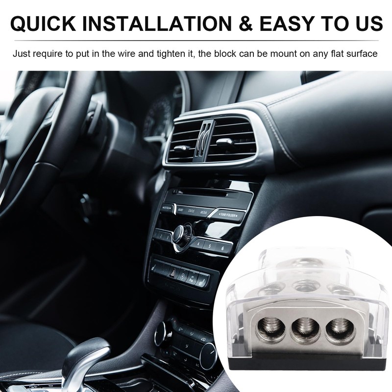 kksurty 3 Way Power Distribution Block Car Audio Splitter 0/2/4