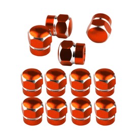 12Pcs Car Tire Valve Stem Caps, Aluminum Alloy Heavy Duty Stem Covers in Hexagon Shape, Dust Proof Corrosion Resistant Tire Valve Cap Set, Car Exterior Accessories for Motorcycles Bikes (Orange)