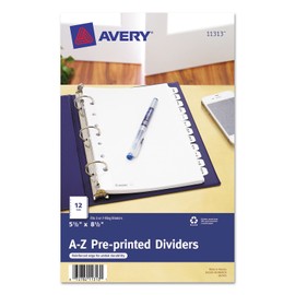 Avery 11313 Pre-Printed Dividers,W/7 Holes,12-Tabs,A-Z,8-1/2-Inch X5-1/2-Inch,We