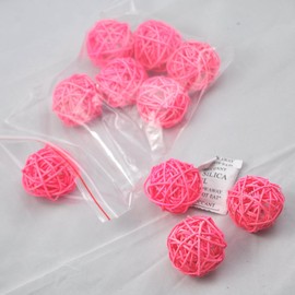 Pack of 10 Natural Wicker Rattan Balls Table Decoration Wedding Party Hanging Wobble Ball Christmas Decoration 4 cm Pink
