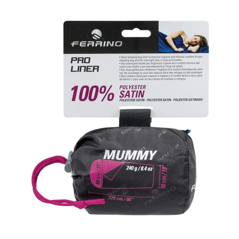 Ferrino Pro Liner Schlafsack-Inlet, Bettlaken für Mumienschlafsack, Blau