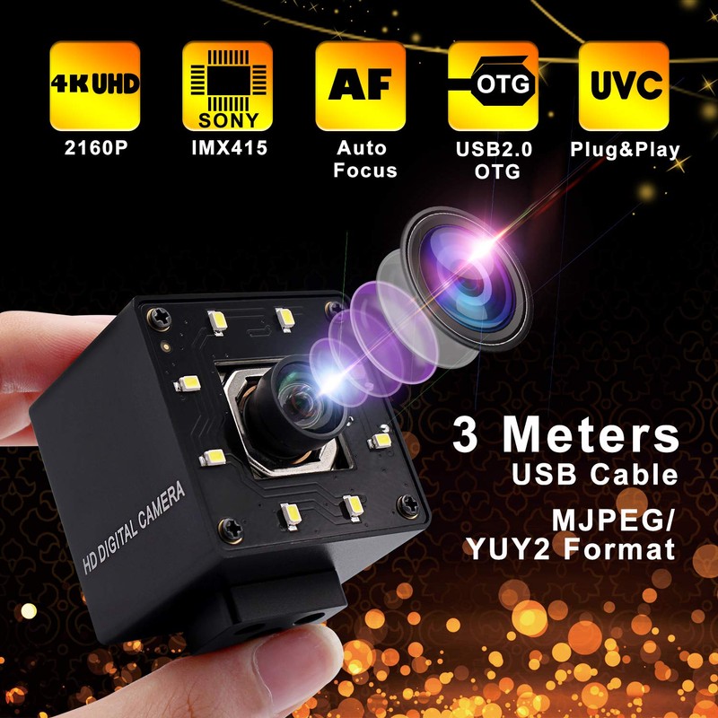 Mermaid 4K Autofocus Webcam No Distortion Lens USB Camera with