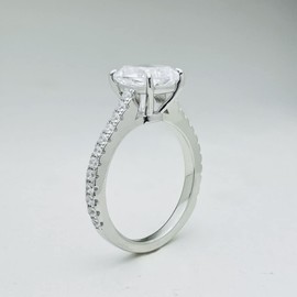 Bo.Dream 2ct Cushion Cut Cubic Zirconia Engagement Rings for Women Platinum Plated Sterling Silver (10)