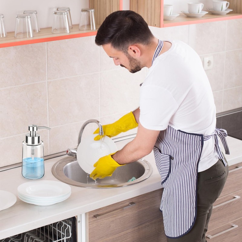 GLUBEE Thick Glass Soap Dispenser with Rust Proof Stainless Steel