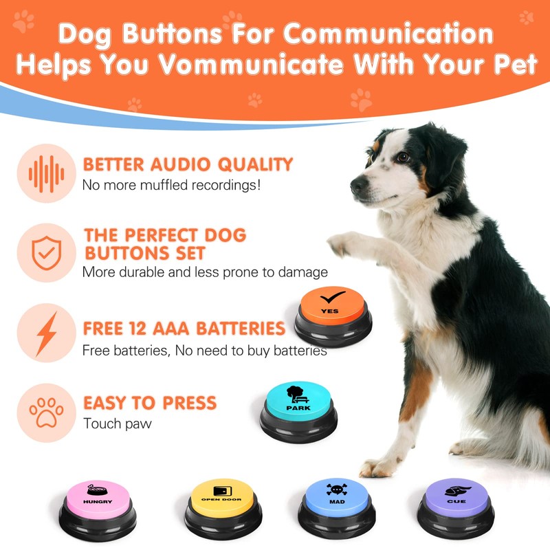 DCIAER Dog Buttons for Communication,Talking Buttons for Dogs,4 Recordable Sound