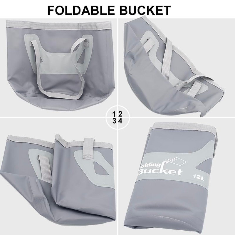 Qualore Camping Collapsible Bucket, 12L Handy Folding Water Container Portable