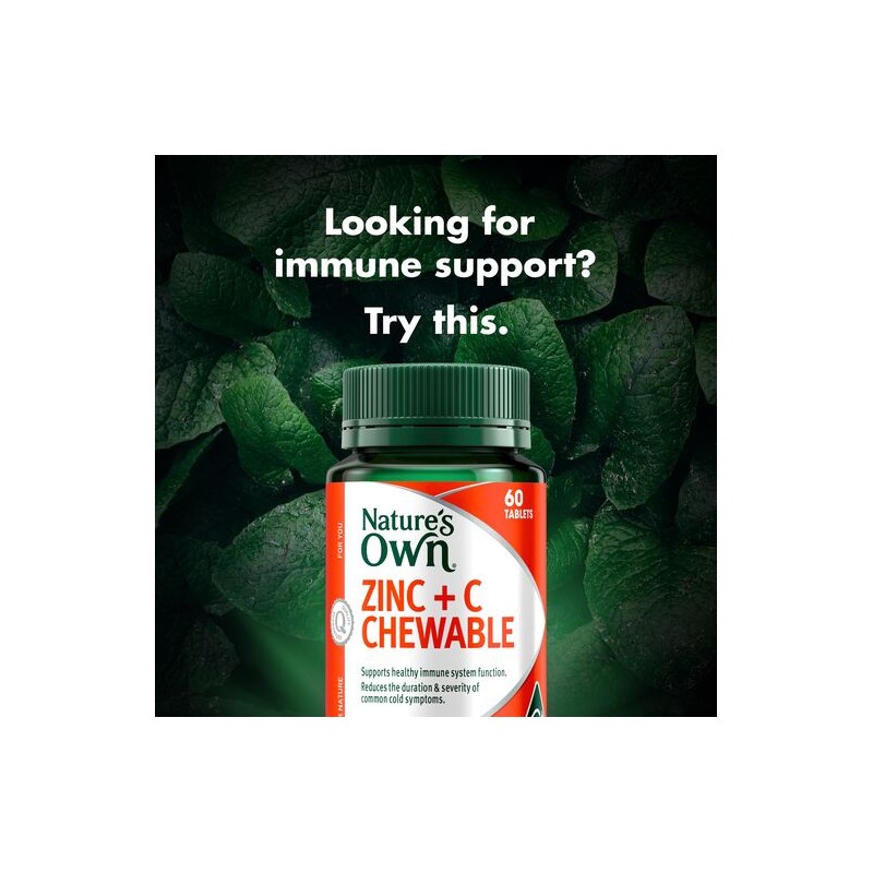 Nature's Own Zinc + C Chewable 60 Tablets
