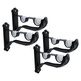 HEVSTIL 4Pcs Heavy Duty Double Curtain Rod Brackets, Single Black Retro Wall Mount Brackets Vintage Design Fit for 1 Inch Drapes Rod Design with Screw,Black