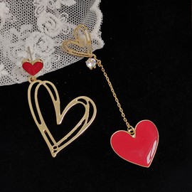 Red Heart Earrings for Women Valentines Day Gifts for Her Rhinestone Heart Dangle Valentines Earrings Jewelry Valentines Day Accessories Outfit Women