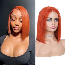 Bob Wig Human Hair 13x4 Lace Front Wigs Human Hair Pre Plucked with Baby Hair 150% Density Short Bob Wigs for Women Straight Bob Frontal Wigs Human Hair Natural Color (12, 350#)