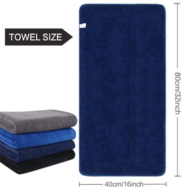 VIVOTE Toallas de gimnasio para entrenamiento de sudor para gimnasio, toallas absorbentes de sudor, toallas de microfibra deportivas grandes para hombres, fitness, viajes, camping, yoga, 16 pulgadas x 32 pulgadas (negro1nblue1grey1dblue1, 16 x 32 pulgada