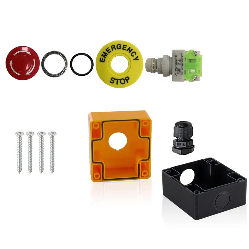 dstfuy Emergency Off Pressure Switch, 1NC, 1NO Waterproof IP65 Red