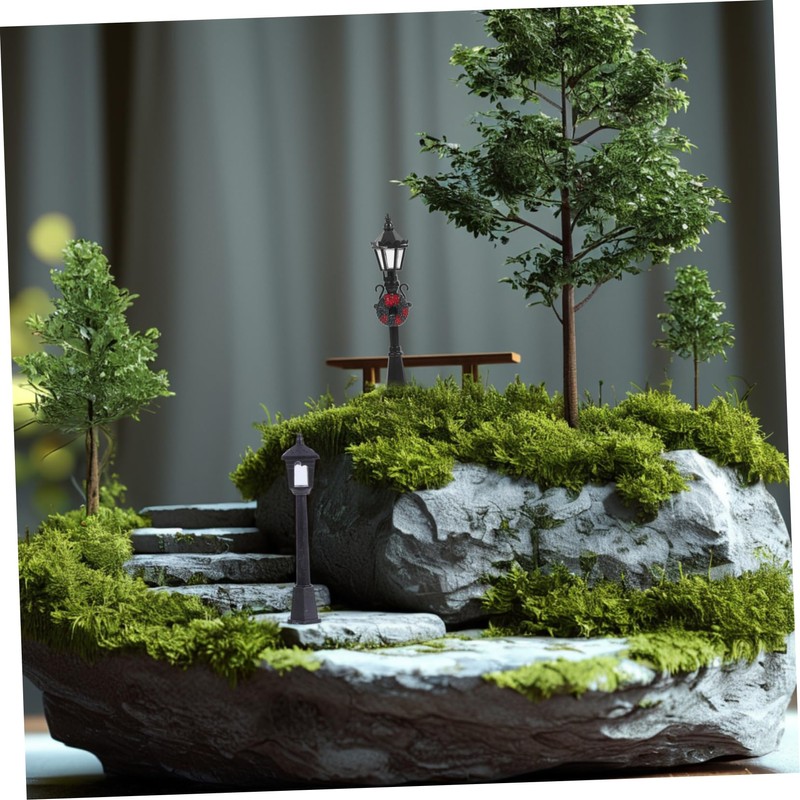 Angoily 12Pcs Miniature Street Lights Mixed Styles Landscape Lamp Posts