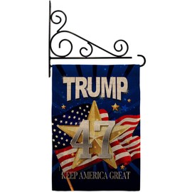 Trump 46 Keep America Great Burlap Burlap Garden Flag Set Wall Holder Americana Political President Democrat Republican Tea Party United State American Election Gift Yard House Double-Sided 13 X 18.5