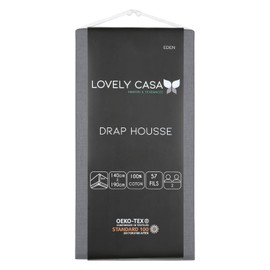 STOF - Fitted Sheet - Size 140 x 190 (200) cm Large 30 cm - 100% Oeko-Tex Certified Cotton - Slate Colour - Eden Model - Bed Linen for Home - Soft and Comfortable for a Cosy Nest