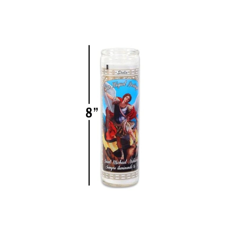 6 Pack Saint Michael The Archangel White Religious Candles -