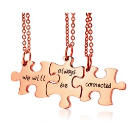 UMtrade Stainless Steel 3 Sisters Necklaces,Daddy Daughter Mama Necklaces,We Will Always Be Connected Necklaces, Best Friends Forever Necklaces