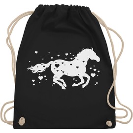 Shirtracer - Gym Bag Backpack - Horse with Hearts - Horse Rider Horse Lover Gift Horse Girl, 04 Black, Unit size