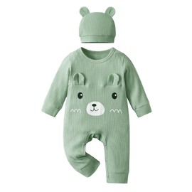 Newborn Baby Boy Clothes Bear Print Long Sleeve Romper Jumpsuit Infant Boy One Piece Outfits 0 Months