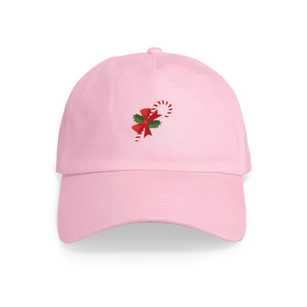 CafePress Candy Cane Holly Unique Adjustable Baseball Hat Pink