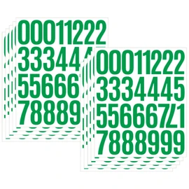 Jiepuxiter 10 Sheets Vinyl Mailbox Number Stickers - Self-Adhesive Address Labels for Cars, House Doors, Windows & Metal Mailboxes (Green, 2 inch)