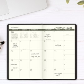 AT-A-GLANCE 2026-2027 Planner, 2 Year Monthly Planner, 3-1/2" x 6", Pocket Size, Recycled, Black (70024G0526)