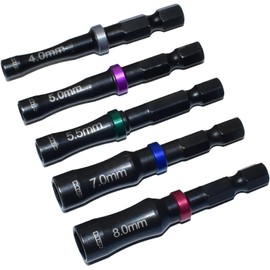 MIP Nut Driver 1/4" Drive Bit Speed Tip For Small Drills for Traxxas Arrma Axial Losi Redcat RC Quadcopter Helicopter FPV Racing Drone Models (Metric Set)