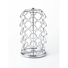 Nifty K Cup Holder – Compatible with K-Cups, Coffee Pod Carousel | 35 K Cup Holder, Spins 360-Degrees, Lazy Susan Platform, Modern Chrome Design, Home or Office Kitchen Counter Organizer