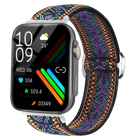 Compatible with ActiVibe Smartwatch Bands,Lamshaw 22mm Stretch Elastics Nylon Adjustable Replacement Strap Accessories for Men & Women Compatible for ActiVibe H6/Trendia L55/BEYCED QS56/TRUEFREE GT1 Smartwatch (Purple Blue)