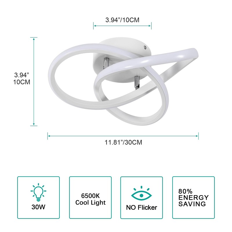 LED Ceiling Light, White, 30 W, 3300 lm, LED Ceiling