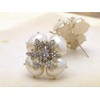 Alilang Royal Golden Tone Faux Pearl White Rhinestone Accented Earrings