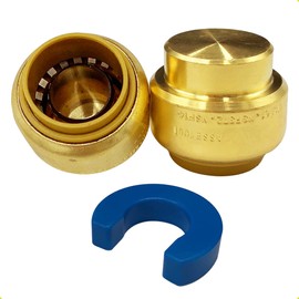 Push Fit End Cap, Push Fit Coupling, Push-to-Connect Plumbing Fittings, Brass Straight Plumbing Fittings with Disconnect Clip, Push-to-Connect, CPVC (1/2", 2 Pcs)