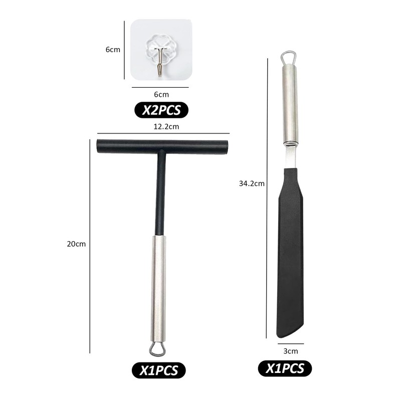 Set of 2 Stainless Steel Pancake Tools Dough Spreader Crepe