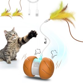Cat Toys for Bored Indoor Adult Cats,Interactive Flying Feather Teaser,Automatic Moving Robot Cat Toy,Touch Activated Kitten Toy,Rechargeable Cat Enrichment Exercise Toys