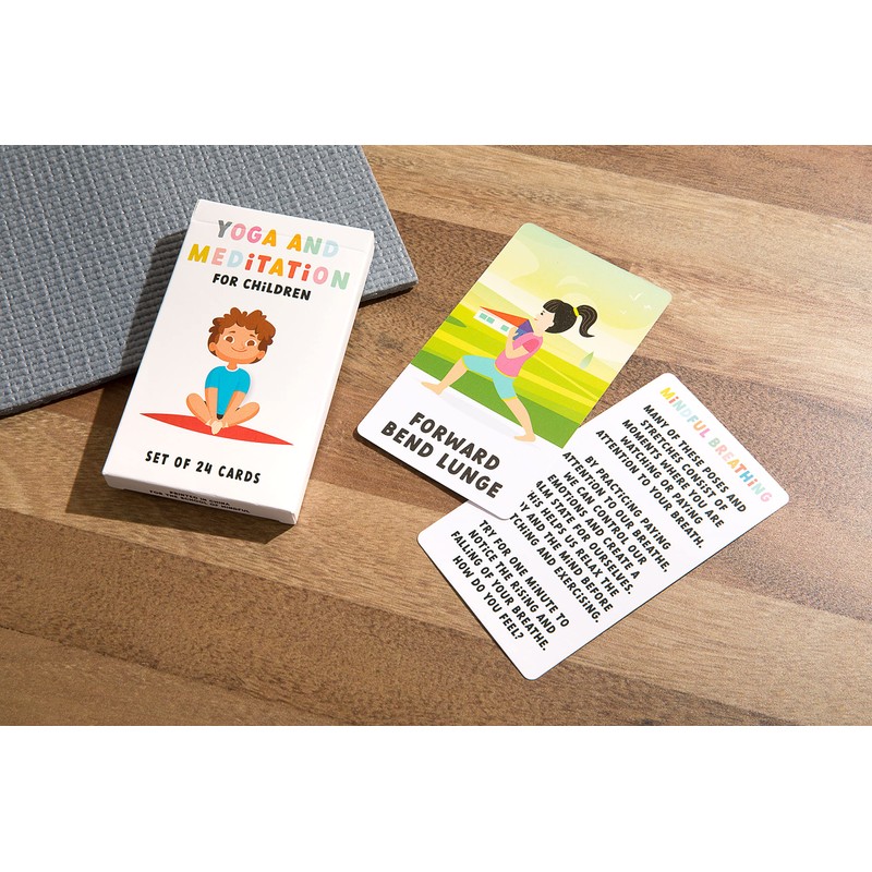 Kids Yoga and Meditation Flashcards, 24 Cards, Mindfulness Activities for