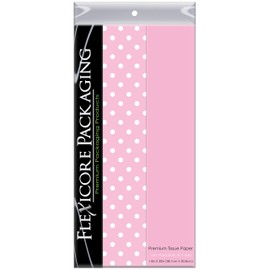 Flexicore Packaging Light Pink Gift Wrap Tissue Paper | Size: 15 Inch X 20 Inch | Count: 20 Sheets | Color: Solid Light Pink & Polka Dot
