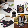 NIGOWAYS 4PCS Black Potholders - Pot Holders for Kitchen,Cute Cat