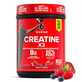 Six Star - Monohidrato de creatina en polvo, X3 (ponche de fruta) - 30 porciones