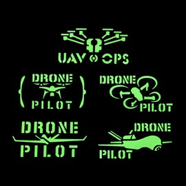 Glow-in-Dark Drone Pilot Patch, Short Wings Drone Pilot Hook Loop Fastener Backing Patches Tactical Emblem Badges Decorative Appliques for Backpacks, Hats, Helmets
