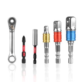 P.I.T. Impact Grade Socket Adapter/Extension Set,1/4" 3/8" 1/2" Turns Power Drill Into High Speed Nut Driver with 1/4 Micro Ratchet, Impact Magnetic Phillips Bit &Screwdriver Bit Holders, for bike ect