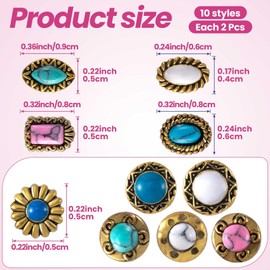 VARMDUKKE 20Pcs Vintage Western Nail Charm, Gorgeous Turquoise Nail Art Crafts for Women, Retro Gold Nail Gems Decor for Acrylic Nail Supplies, DIY Jewelry Making for Festival, Daily Use