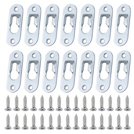 AUEAR, Metal Keyhole Hanger Picture Frame Mirror Cabinet Hanging Fasteners Hardware Flush Wall with Mount Screws (50 Pack, Silver)