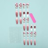 24PCS Flower Press on Nails Long Coffin Fake Nails Flower