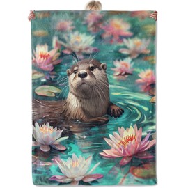Aonimonis Cute Otter Throw Blanket Gifts for Women Adults Girls, Soft Fuzzy Warm Cozy Flannel Blankets for Bedroom, Travel, Couch, Home Decor 50x60 in