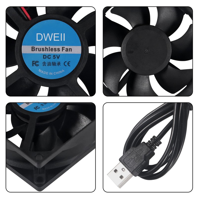 2PCS 80mm USB Fan 5V Brushless 8025 80x25mm for Cooling