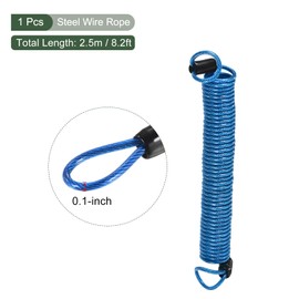 YOKIVE 1 Pcs Security Steel Cables, Coated Baggage Spring Lock Wire Rope with Double Loop | Great for Luggage, Bicycles, Doors (Blue, 2.5mmx2.5m)