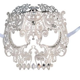 Coddsmz Halloween Masquerade Masks Full Face Mardi Gras Party Costume Mask Christmas Masks Metal Mask with Rhinestone