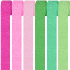 6 Rolls Crepe Paper Streamers, Green+Pink Crepe Paper Roll Streamer, 4.5cm*25m Paper Craft Crepe, Background Snakes Paper for Birthday, Party Decorations, Wedding Decorations (1.8 Inch x 82 Ft/Roll)