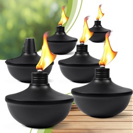 FAN-Torches 6-Pack Upgraded Tabletop Torches, 24 oz Citronella Torch Lights, Refillable Torch with Wicks, Covers, and Funnel Included - Ideal for Garden, Patio, Deck, Yard, Party, Landscape